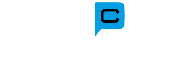 cash corner logo in white color standing in the center of the image against a transparent background.