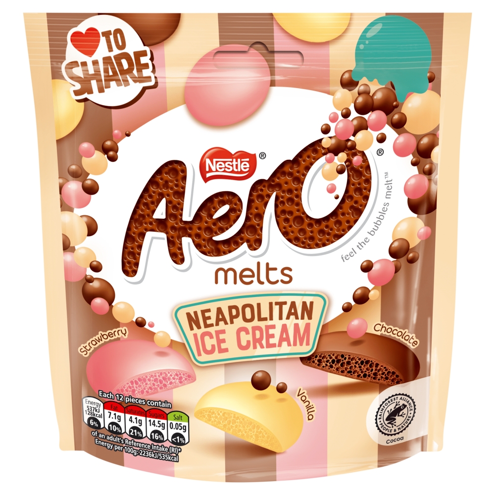 Aero Melts Chocolate Neapolitan Ice cream Sharing Bag 86g