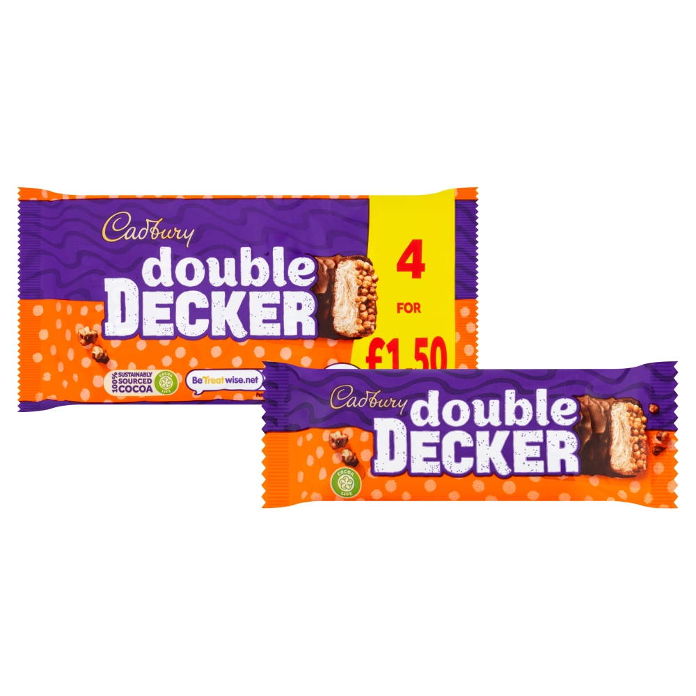 Cadbury Double Decker Chocolate Bar 4 Pack Multipack 149.2g