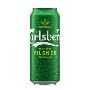 Carlsberg Beer 500ml Can standing in the center against a white background