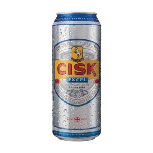 Cisk-Excel-500ml can surrounded by the white background.