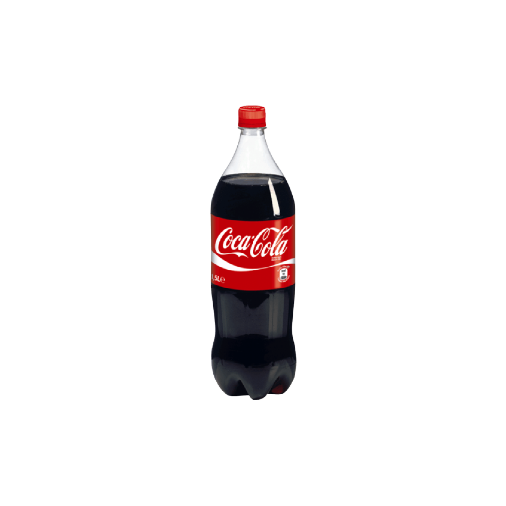Coca cola original 1.5L standing against transparent background