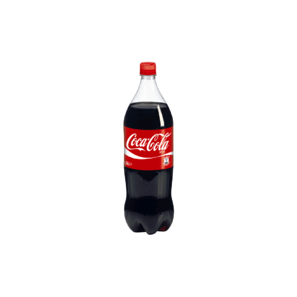 Coca cola original 1.5L standing against transparent background