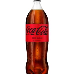 Coca Cola Zero 1.5L Bottle standing in the center of the image against white background.
