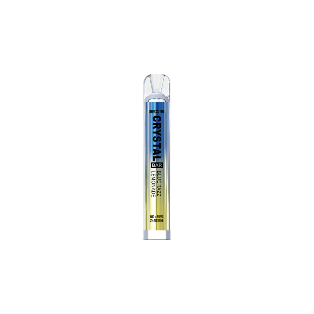 Crystal Bar Blue Razz Lemonade standing in the center of the photo surrounded by a white background.