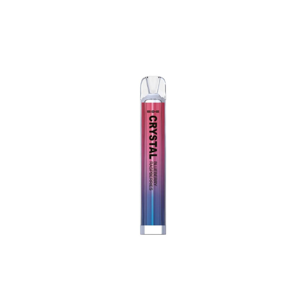 Crystal Bar Blueberry Raspberry cigarette standing in the center of the image against a white background.
