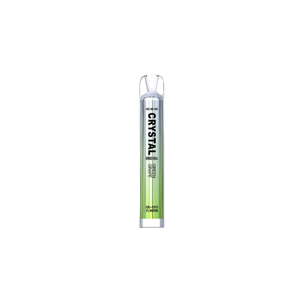 Crystal Bar Green Grape cigarette standing in the center of the photo against a white background.