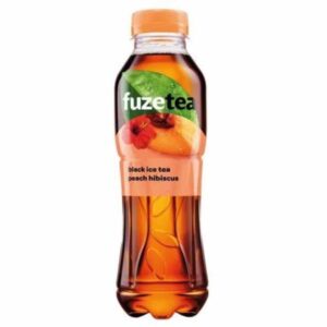Fuzetea Peach 500ml Bottle standing in the center of the image against the white background.