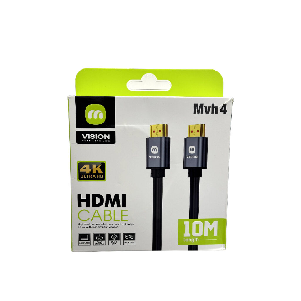 HDMI Cable 10M Box standing in the center of the image surrounded by a white background