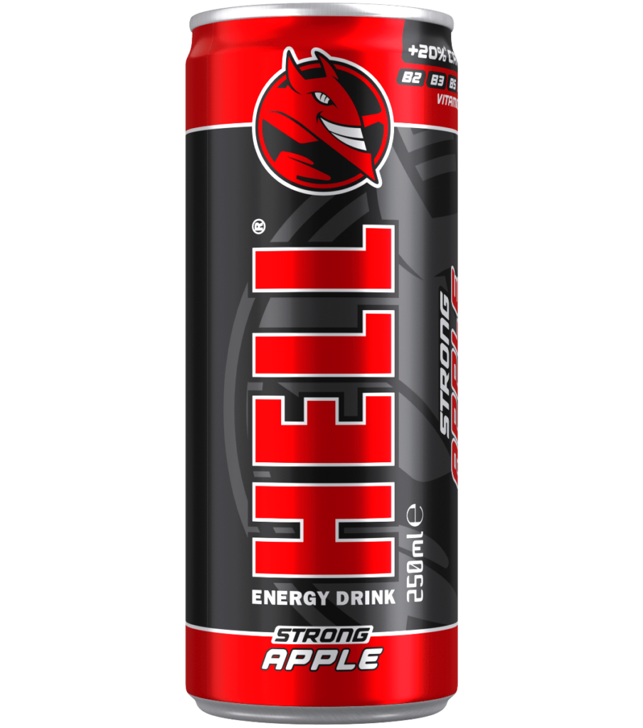 Hell Strong Apple Energy Drink 250ml can