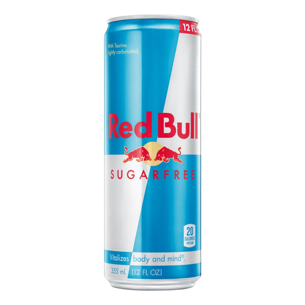 Red Bull Sugar Free 250ml can surrounded with the white background