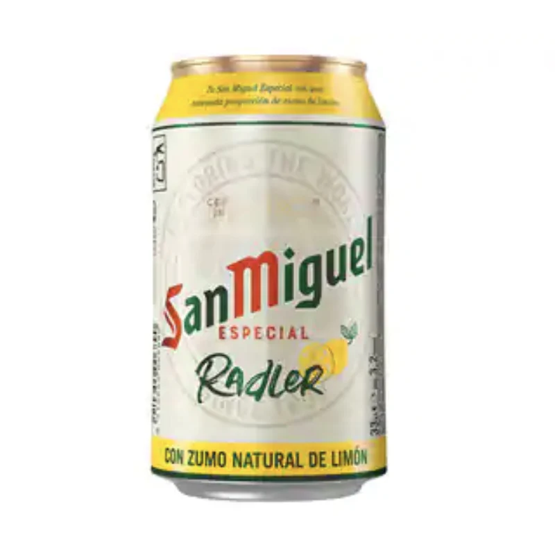 San Miguel Radler Beer Can 330 ml standing against the white background