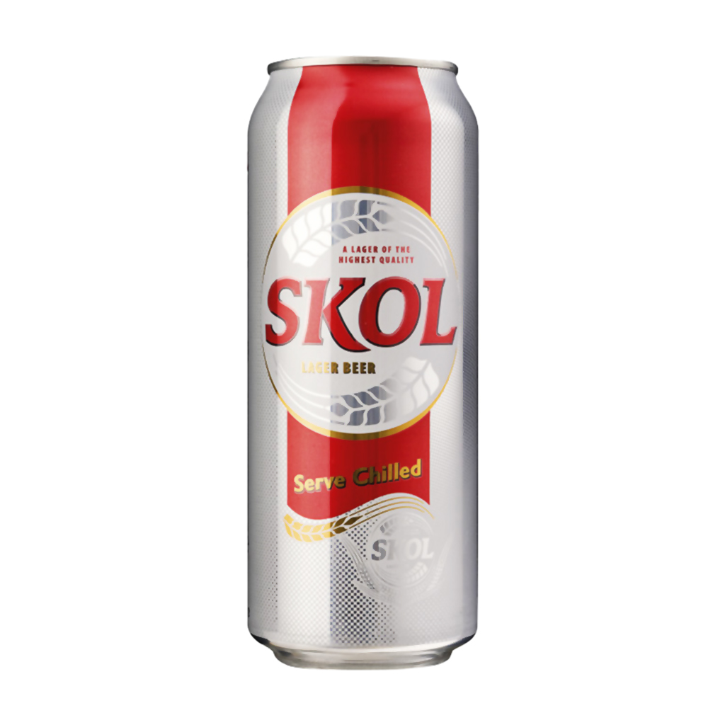 Skol Beer 500ml Can Standing against white background