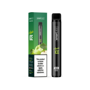 Smart 800 Apple Ice box and cigarette taking central position of the picture, standing vertically against the transparent background.
