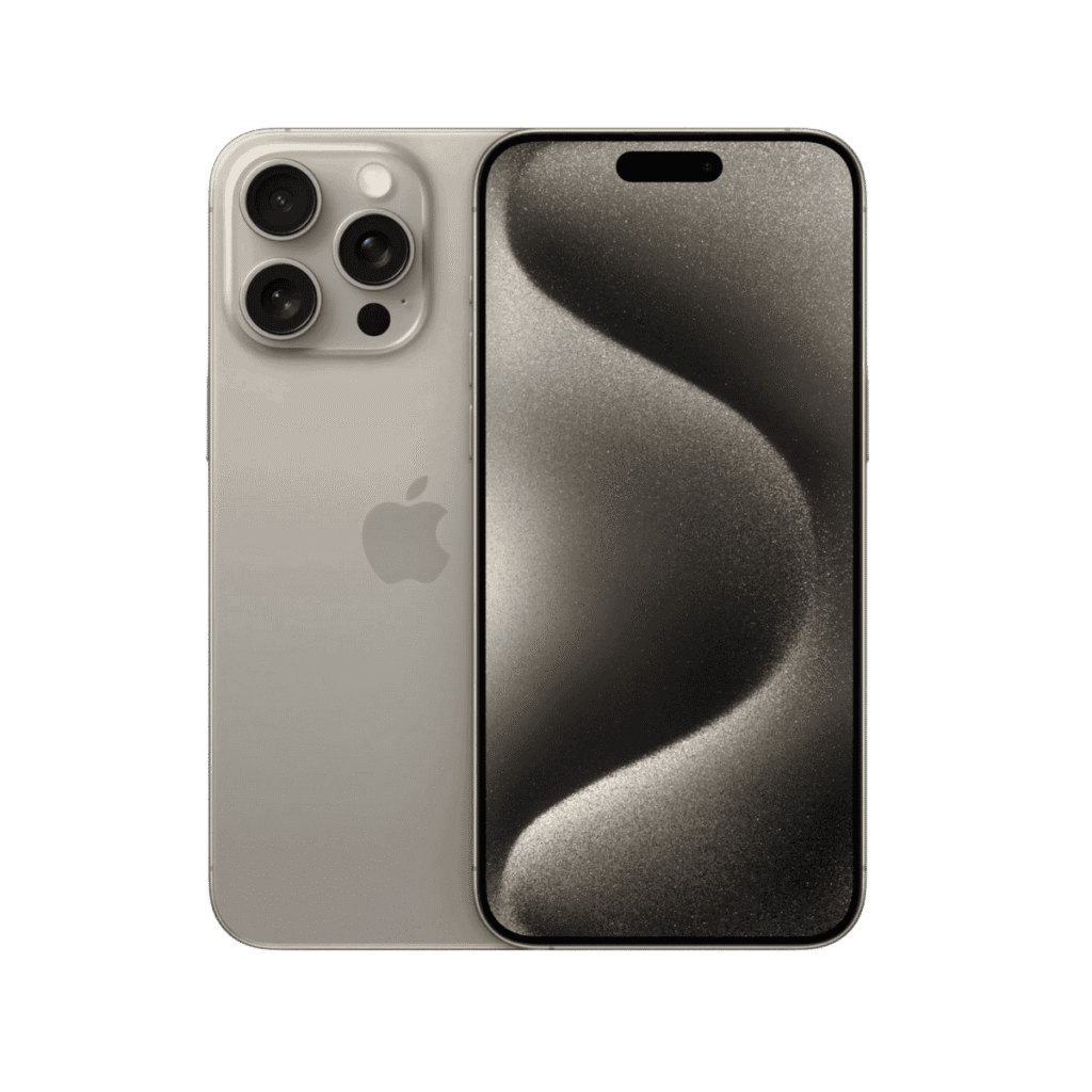 iPhone 15 standing in the center of the image, surrounded by the transparent background.