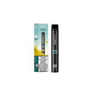 Pina Colada smart 800 cigarette box and cigarette standing in vertical position in the center of the photo