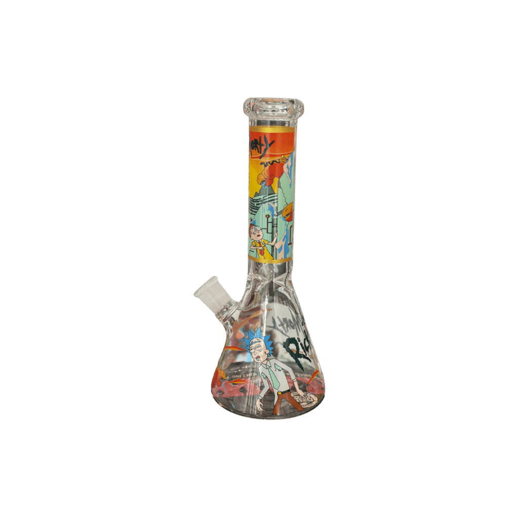 Glass Bong with cartoon animated character on it.