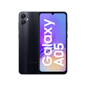 The Samsung Galaxy A05 standing in the center of the image