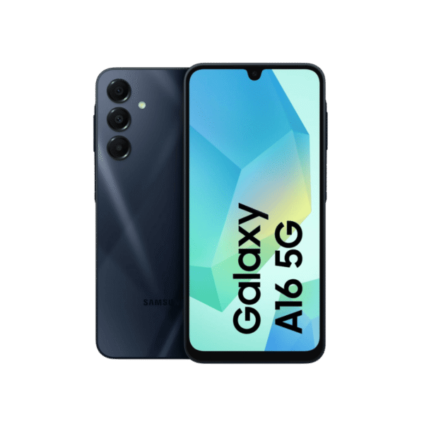 Samsung Galaxy a16 shown for front and back sides.