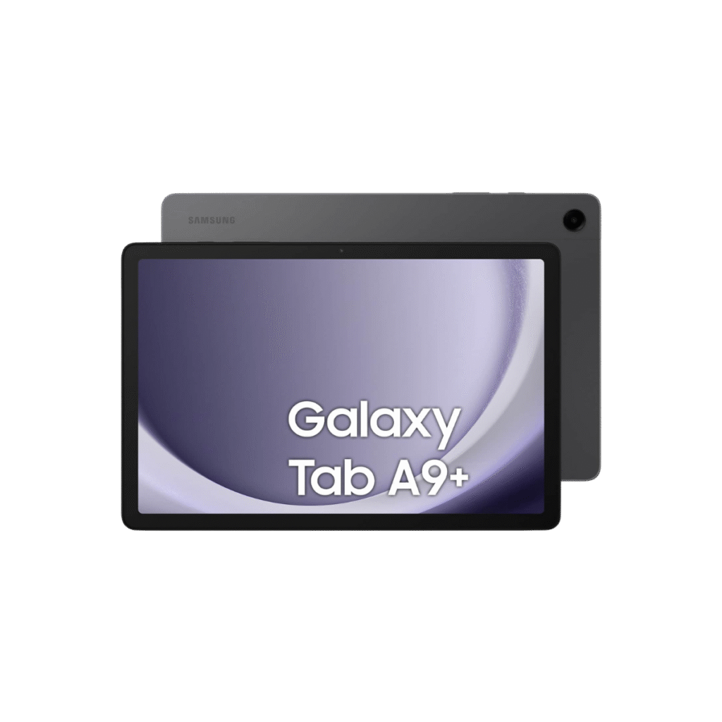 the Samsung Galaxy Tab A9+ in black colour