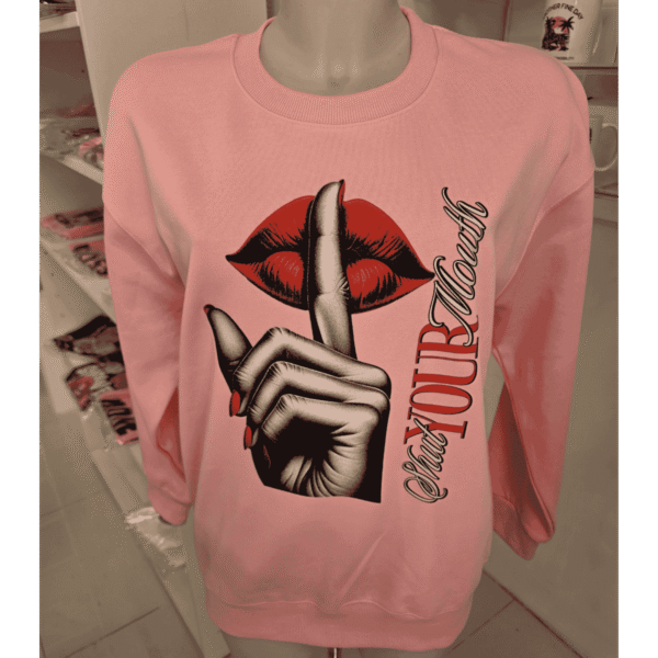 pink female sweatshirt.